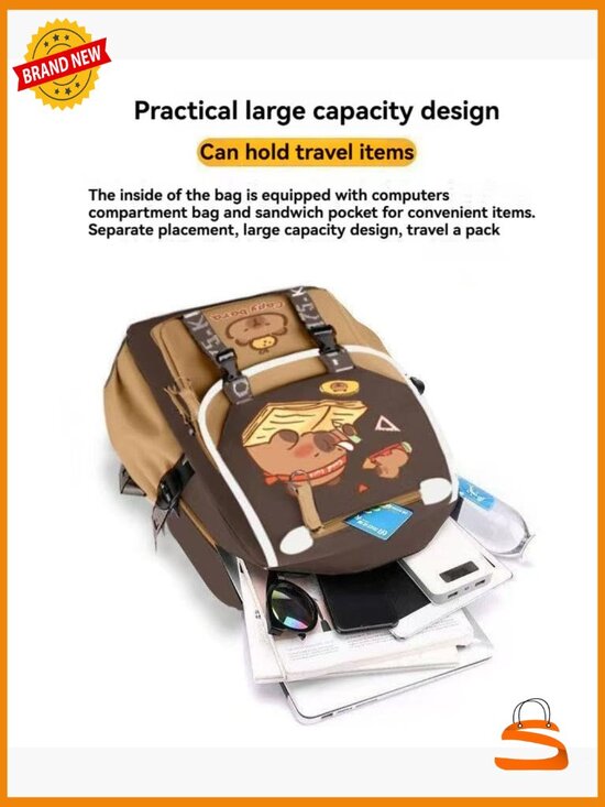 Large Capacity Waterproof Backpack with Pins and Accessories main image 4
